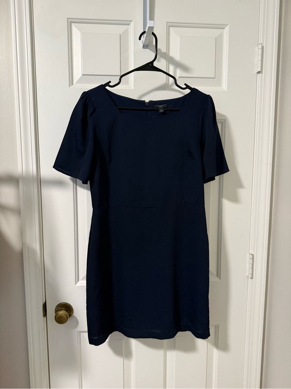 Ann Taylor Navy Square Neck Short Sleeve Shift Dress
